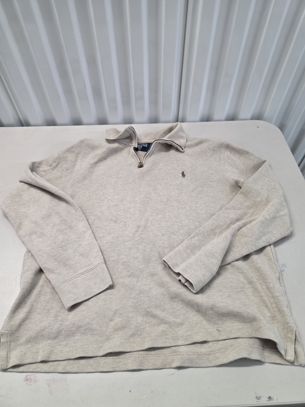 Ralph Lauren Pullover Quarter-Zip Sweater - Light Oatmeal